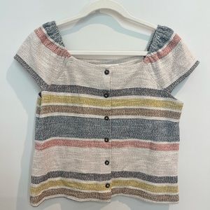 Madewell Texture & Thread Button-Front Top in Stripe - Size S